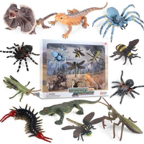 Simulation Animal Model Insect Mantis Dragonfly Bee Centipede Lizards Butterfly Spider Children Tricky Toy Ornaments Grasshopper