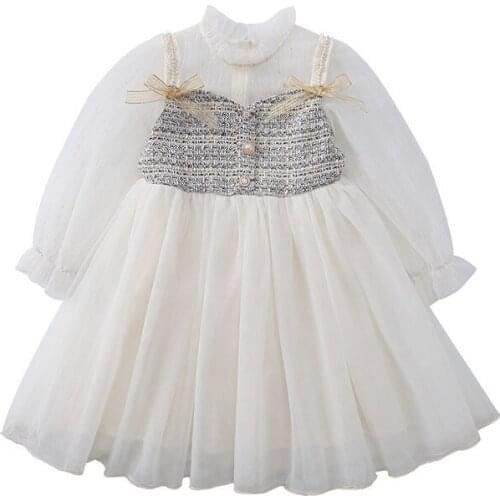 For Girls Lace Bow Tie Long Sleeve Princess Dress Party Birthday Girl Costume Autumn Fashion Korean Kids Dresses kids clothes