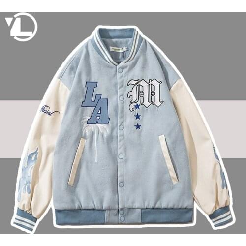 Harajuku Baseball Varsity Jacket Men Women Letter Embroidery Patchwork College Jackets Mens Autumn Loose Streetwear Bomber Coats