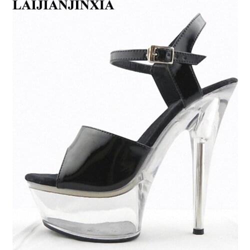 LAIJIANJINXIA New Dance 15cm Ultra High Heels Clear Platform Sandals Sexy Women Night Club Dress Dancing Shoes Pole Dance Shoes