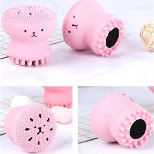 Hot 200pcs/lot Lovely Cute Octopus Shape Silicone Facial Cleaning Brush Deep Pore Cleaning Exfoliator Face Washing Skin Care