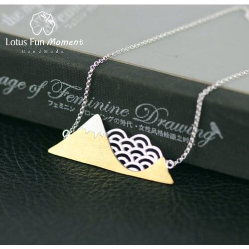 Lotus Fun Moment Real 925 Sterling Silver Handmade Fashion Jewelry Poetic Cloud Mountain Necklace with Pendant for Women Collier