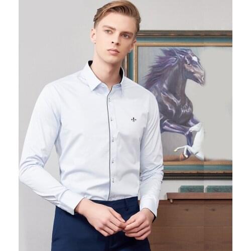 Fashion Blouse Dudalinas Camisa Social Masculina Long Sleeve Slim Fit Strip Shirt Men Floral Clothing Off White White Male cold