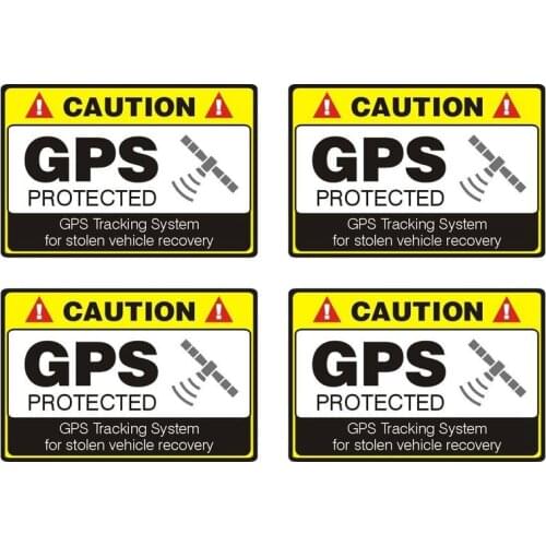 DasDecal 4X CAUTION GPS PROTECTED Car Sticker Laptop Truck Motorcycle Auto Accessories Decoration PVC,12cm*8cm
