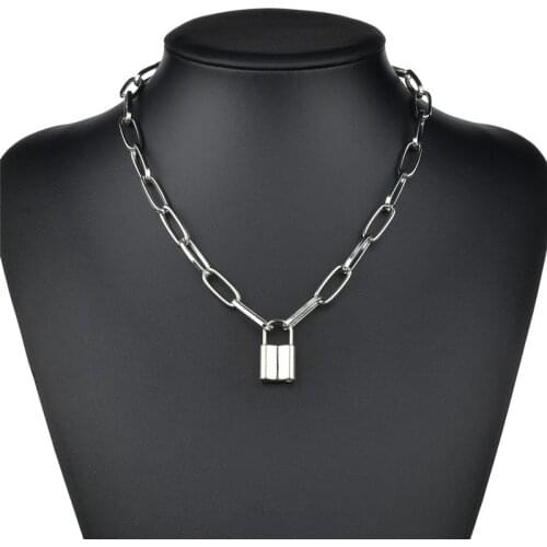 2020 New Choker Lock Necklace Layered Chain On Neck Lock Punk Jewelry Key Padlock Pendant Necklace For Women Best Gift