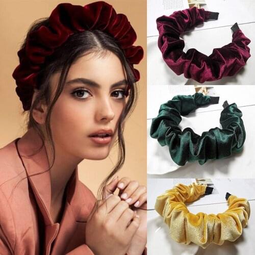 1 pc Fashion Women Grils Velvet Bezel Hairband Headband Hair Accessories Female Folds Vinage Bubble Hairhoop Headwrap Headwear
