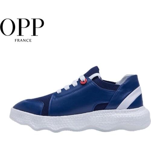 OPP Mens Shoes Cow Leather Flats Fashion Shoes Genuine Leather Lace-up Sports Shoes Mens Casual Footwear Sneakers