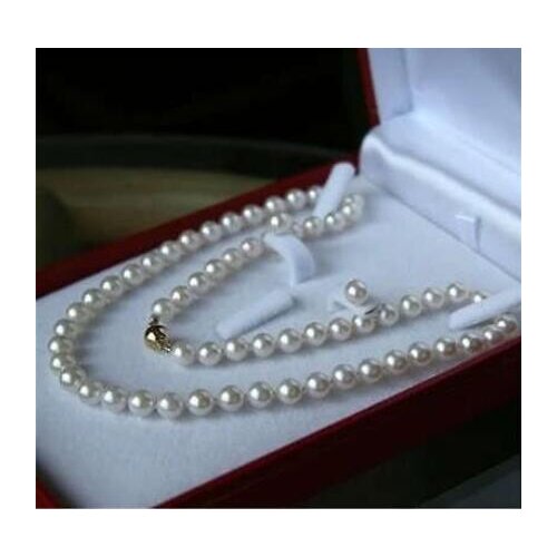 Shipping >>new hot 6-7MM White Akoya Cultured Pearl Necklace 18" + Earring Set