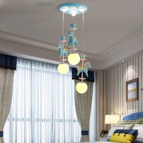 Korean Style Childrens Room Pendant Lamps Boy Girl Room Lamp Bedroom Pendant Lights Study Dining Room led Lighting Modern Lamp