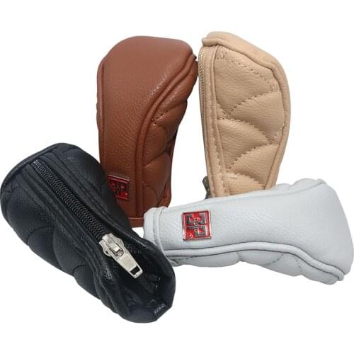 AUTO -Anti-slip Zipper Closure Car Gear Shift Knob Cover Black Auto parts Car stall anti-slip leather case Driving control cover