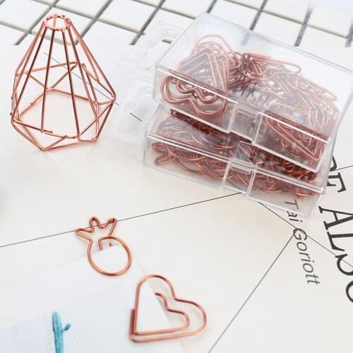 Rose Gold Creative Modeling Paper Clips Large Size Lovely Environmental Protection Pet Metal Clip Pin Office Gold Paper Clips
