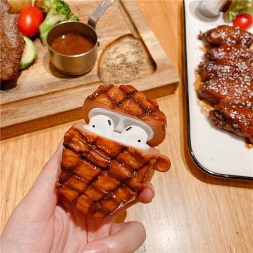 Creative French Steak Silicone Case for AirPods 1 2 Pro Cases Wireless Bluetooth Headphone Box Protective Cover