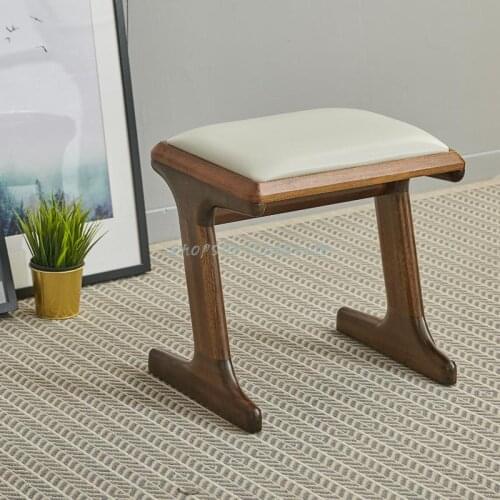 Nordic Solid Wood Dressing Stool Dressing Stool Modern Simple Solid Wood Upholstery Dressing Stool Low Stool Leather Stool Shoes