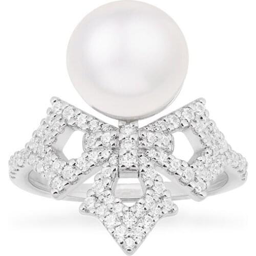 SOELLE Luxury Brand Solid 925 Sterling Silver Cross Ring with Pearl AAA Zirconia Women Fine Party Fashion MALTESE Jewelry Gift