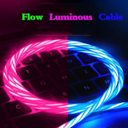 LED Flow Luminous Micro USB Type C Charging Cable for samsung galaxy a50 s10 s9 s8 J3 J5 J7 A3 A5 A7 A8 A9 2017/2016/2018 Cabel