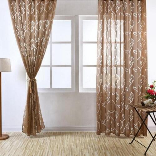 100x270cm Tulle Curtains Bubble Leaf Pattern Window Sheer Curtain Window Curtains Voile Curtain for Bedroom Living Room