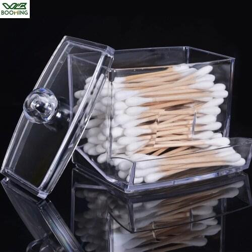 WBBOOMING Acrylic Make Up organizer Transparent Cotton Swab Storage Box Storage Case Portable Container Makeup Organizer