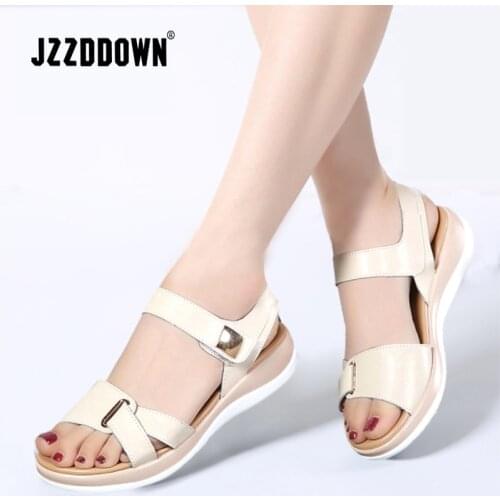 Women sandals shoes Genuine Leather ladies 2018 summer Beach Sandals Flat Casual Flip Flop white gladiator shoe Fashion footwear