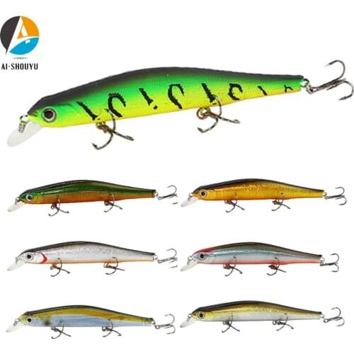 AI-SHOUYU 1pcs 115mm 17g Hard Bait with 3 Hooks Minnow Artificial Fishing Lure Magnetic Suspend Fishing Lure with Ball