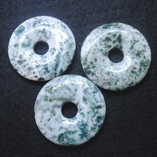 Natural moss agatee stone pendants round shape donut size 40mm for women necklace making accessories beads accessories