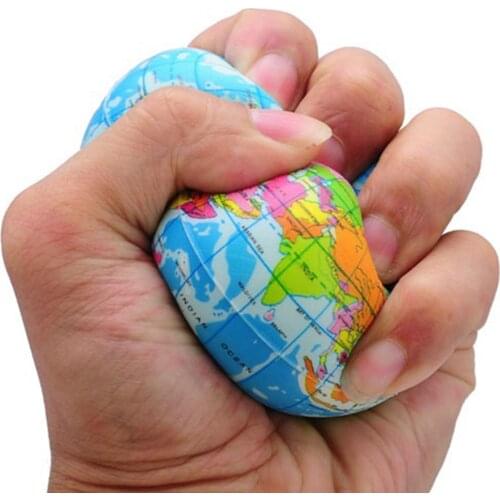 1Pcs Funny Earth World Map Globe Stress Relief Squeeze Hand Therapy Bouncy Ball Toy Office Anti-stress Ball Toy Kid Gifts