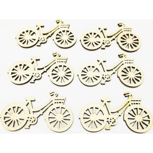 10 Pieces Wood Bicycles Home Decoration Slices Bikes DIY Wedding Wooden Ornament Engagement Festival Theme Party Decor Supplies