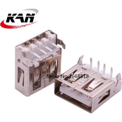 10pcs/lot New DIY Desktop Laptop Compute PC USB Jack 2.0 Female Socket Curved legs Flat port Sink board AF 90-degree