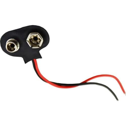 10Pcs 10cm 15cm Black Red Cable Connection 9V Battery Clips Connector Buckle