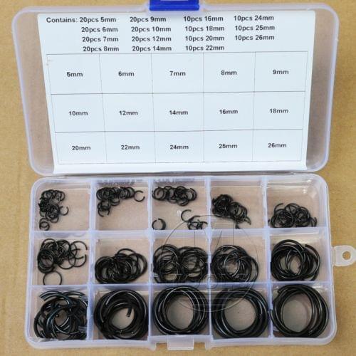 15 Kinds Steel Internal Circlip Retaining Ring Snap Ring Washer Assortment Kit