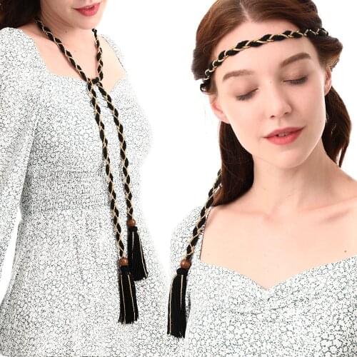 2020 Bohemian Retro Tassel Necklace Dual Purpose Handmade Bead Lanyard Weaving Ethnic-Style Necklace choker necklaces wholesale
