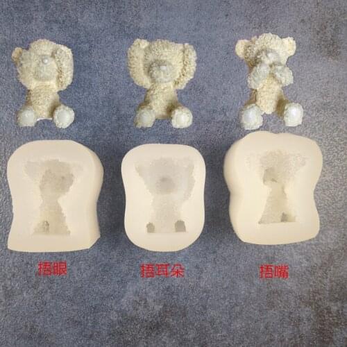 DIY 3D Three Small Bear Shape Silica Gel Molds Manually Turn Sugar Cake Mold Sugar Tool A1584