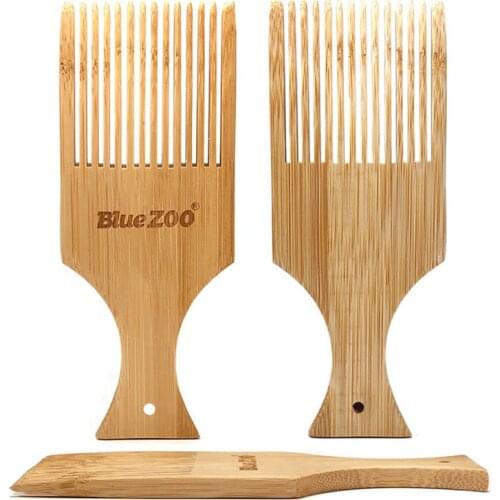 Anti-static Bamboo Hair Pick Comb Scalp Massage Wide Tooth Detangling Combs Afro 667D