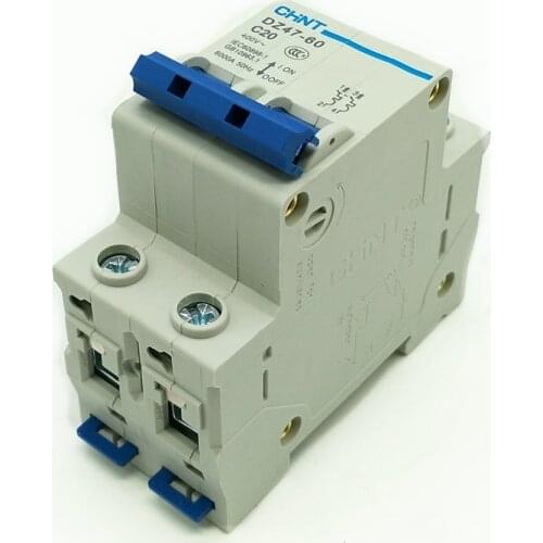 CHINT Mini Circuit Breaker DZ47-60 2 Poles C type 1A 2A 3A 4A 5A 6A 10A 16A 20A 25A 32A 40A 50A 60A C45 MCB