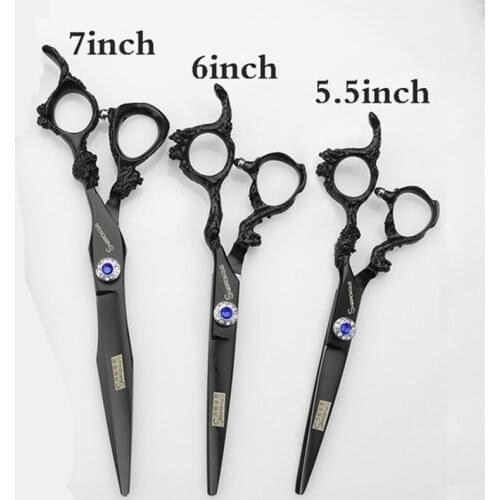 Axemoore 5.5 6 7 inch hair barber professional scissors black hairdressing cutting shears thinning cool scissors barbearia makas