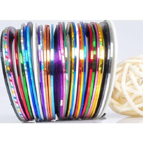 30 Color Glitter Nail Striping Decals Foil Tips Tape Line Sticker Set For DIY UV Gel Nail Art Tips Decorations Nail Foil Decals