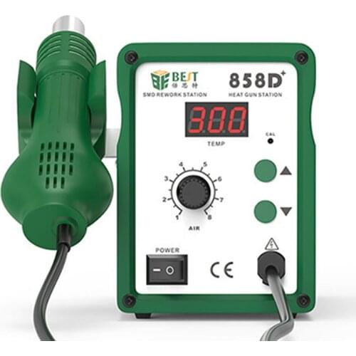 BST 858D+ adjustable temperature hot air gun digital display spiral plastic welding gun mobile phone repair desoldering station