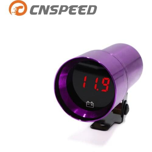 CNSPEED 37mm Smoke Voltage Red Digital Shift Lamp Voltmeter Pod Red LED Purple Case YC100146-PL