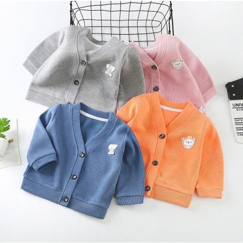 Spring And Autumn Baby Girls Single Top Clothes Childrens Knitted Cardigan Jacket Sweater Kids Boys V-neck Bottoming Sweater