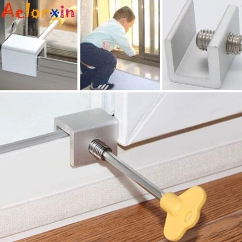 Aluminum alloy With key Child Window Restrictor Security Lock Kids Prevent Childern Falling Window Lock Baby Protection