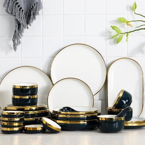 European Jade Dragon Phnom Penh Ceramic Tableware Set Hotel Creative Soup Bowl Home Chinese