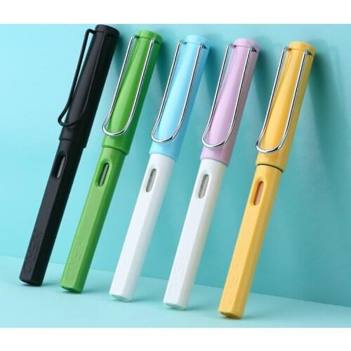 Hero 359 Fountain Pen Dazzle Metallic Dual Color Plastic Posture Correction Ink Pens EF/F Nib with Simple Case School Supplies