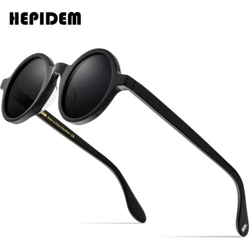 HEPIDEM Acetate Vintage Polarized Sunglasses Men Gregory Peck Brand Design Clear Round Sun Glasses for Women Retro Shades ZOLMAN