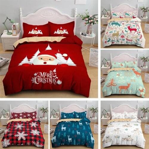 3D Bedding Set Christmas Elk Quilt Cover Santa Claus Comforter Cover Home Textiles Double Queen King Duvet Cover Pillowcase