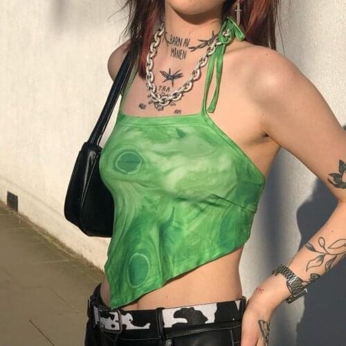 Corset Top Fashion Printing Sexy Self Cultivation Backless Halter Sleeveless Crop Top New Summer For Women