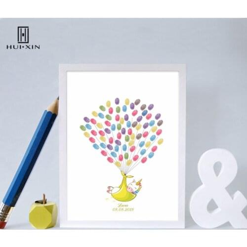 Cute Unicorn In Swaddling Canvas Free Custom Name Date Fingerprint Signature Guest Book For Kids Baptism First Communion Gifts