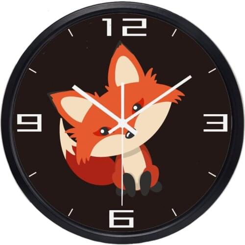 Cartoon Cute Fox Popular Family Kids Multicolors Decoration Wall Clock Personalized Hard Quality Clock