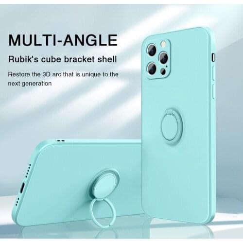 For iPhone X XR Xs 12 11 Pro Max Mini Luxury Original Liquid Silicone Phone Case For iPhone 7 8 Plus SE Ring Magnetic Soft Cover