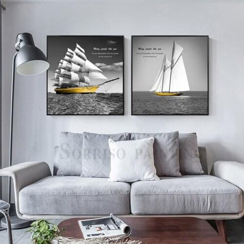 Sailboat Nordic Canvas Painting Modern Dining Wall Art Hallway Posters And Prints Pictures For Living Room Home Bedroom Decor