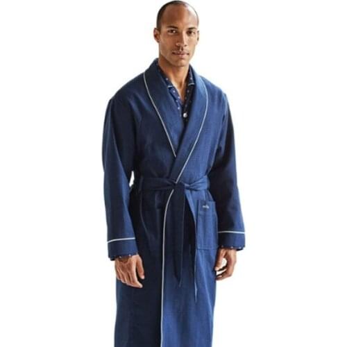 Pajamas Robe For Men Waffle Cotton Thin Nightgown