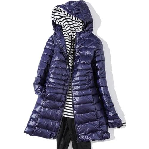 90% Duck Down Jackets Woman Winter Plus Size Ultralight Hooded Women Down Coat Portable Long Parkas Padded Puffer Overcoat 7XL